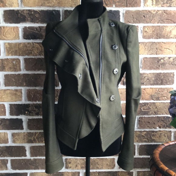 BCBG Maxazria Wool Cashmere Military Style Jacket - Picture 6 of 12